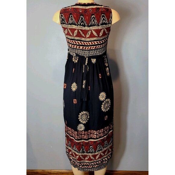 Vtg Petite Sophisticate Button Front Maxi Dress Sz 0 Tie Back Cottage Grunge 90s - Picture 4 of 10